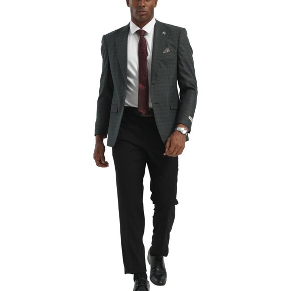 Green Plaid Peak Lapel Stacy Adams Men's Jacket